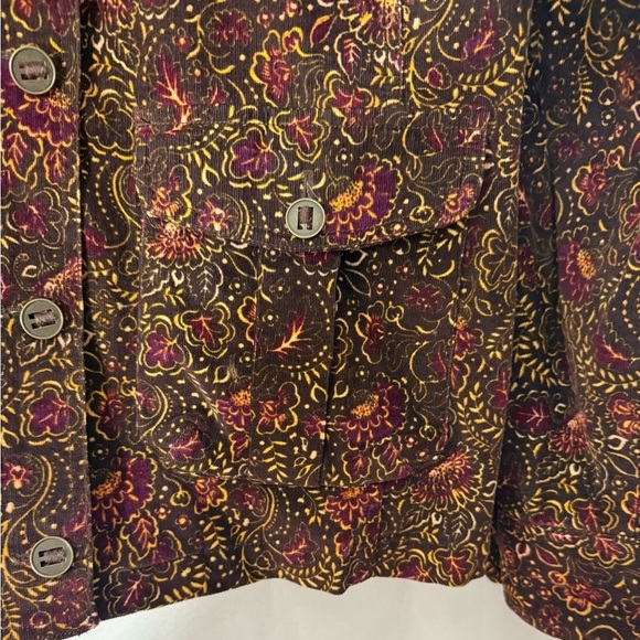 sahalie Jacket Floral Corduroy Boho Funnel Neck Paisley Retro Shacket Size Large - Picture 9 of 9